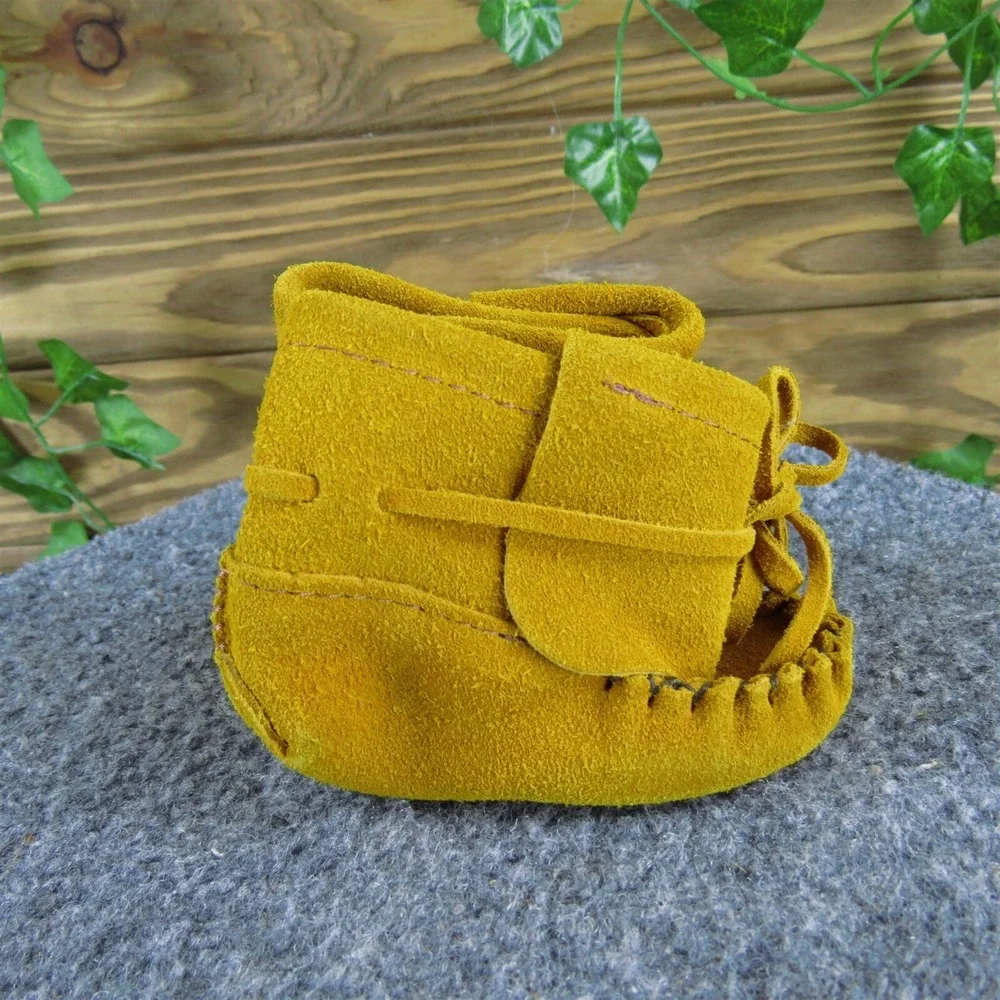 Poo‎ Poo Boys Moccasin Sz T 3 Medium Brown Suede Lace Up